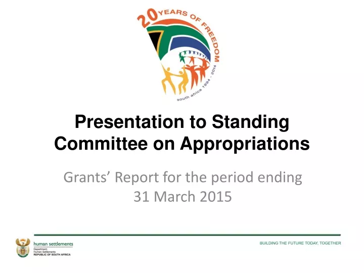 presentation to standing committee on appropriations