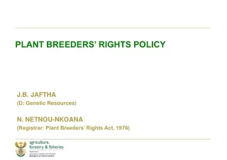 PLANT BREEDERS’ RIGHTS POLICY