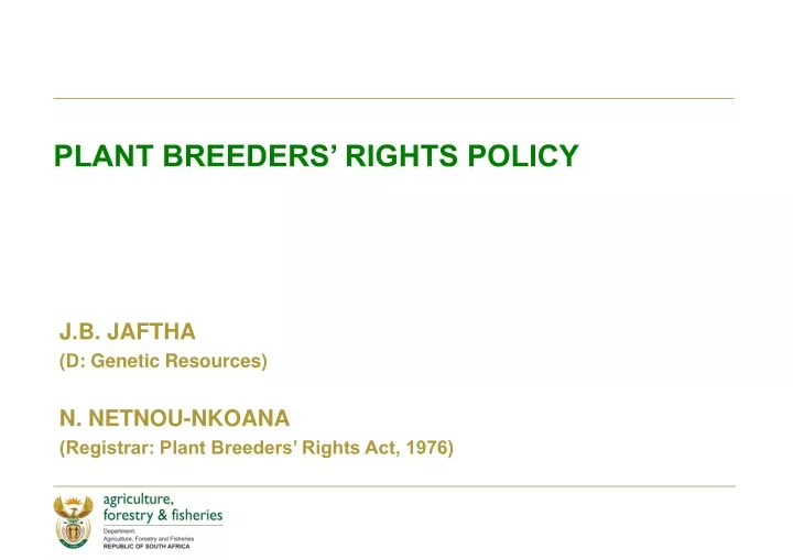 plant breeders rights policy