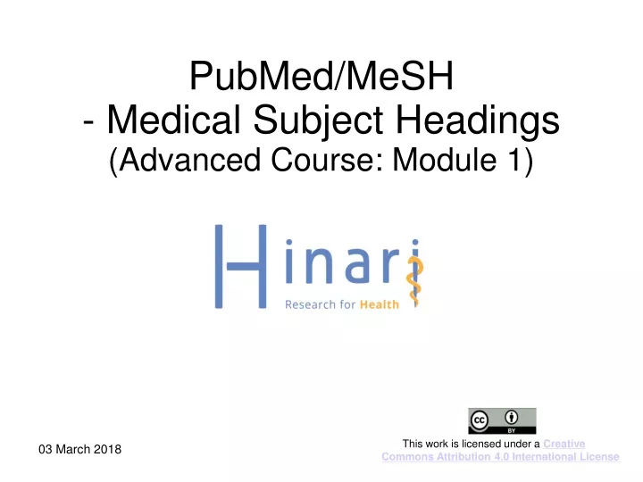 pubmed mesh medical subject headings advanced course module 1