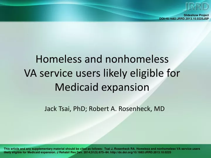 homeless and nonhomeless va service users likely eligible for medicaid expansion