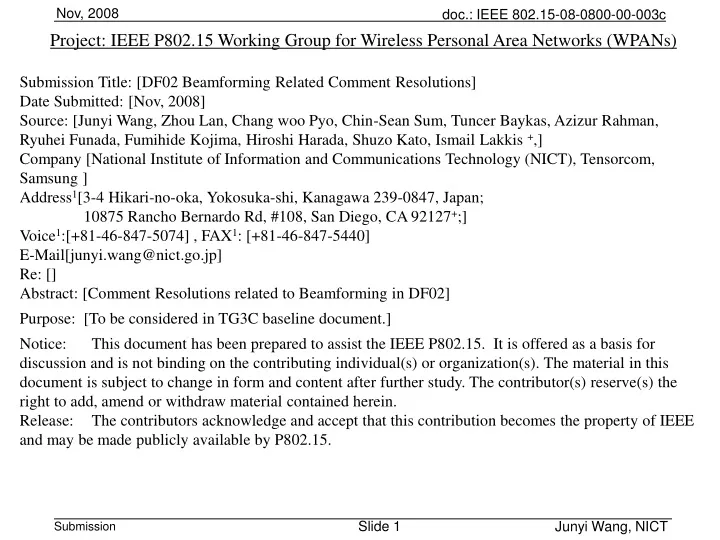 project ieee p802 15 working group for wireless