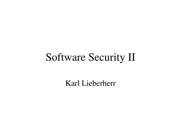 software security ii