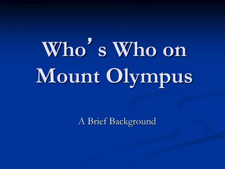who s who on mount olympus