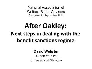 After Oakley: Next steps in dealing with the benefit sanctions regime
