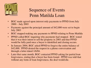 Sequence of Events Penn Matilda Loan