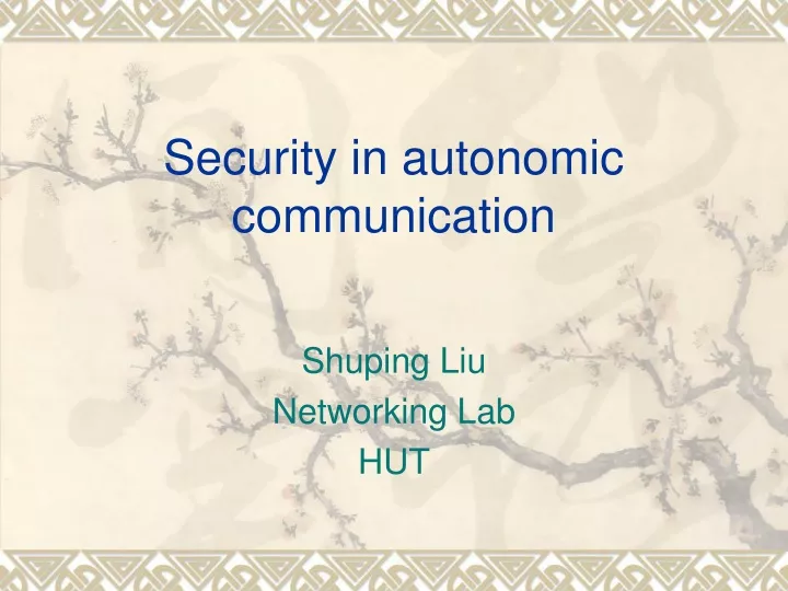 security in autonomic communication