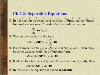 Ch 2.2: Separable Equations
