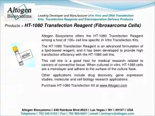 Products &gt;  HT-1080 Transfection Reagent (Fibrosarcoma Cells)