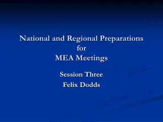 National and Regional Preparations for  MEA Meetings