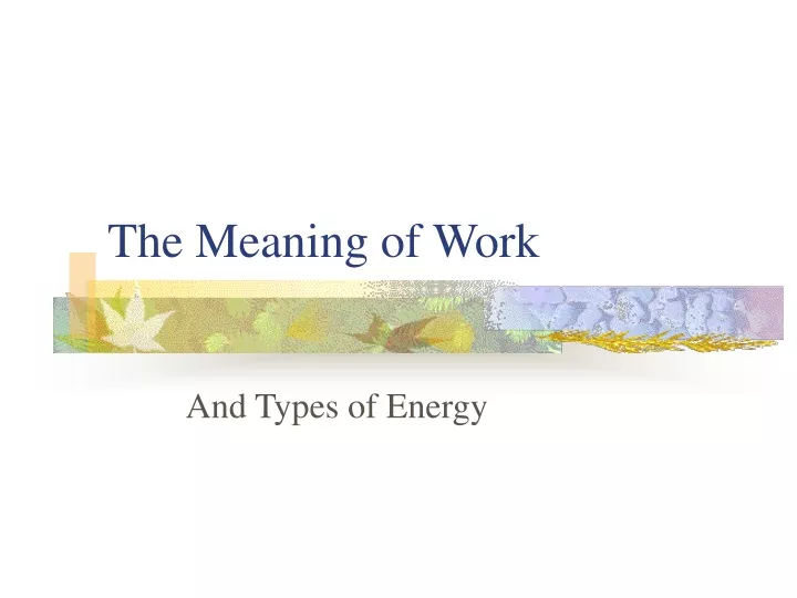 the meaning of work