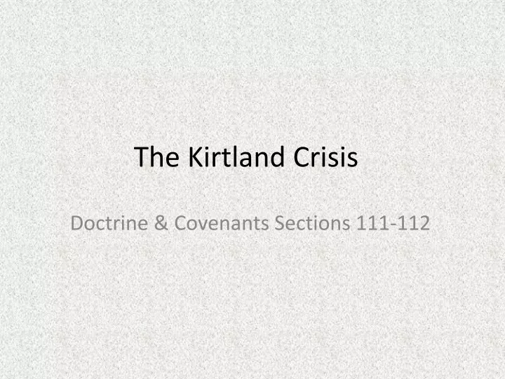 the kirtland crisis