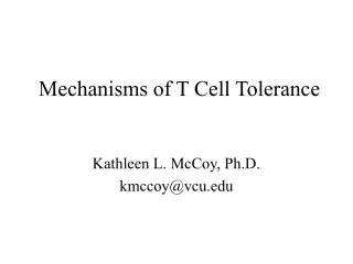 Mechanisms of T Cell Tolerance