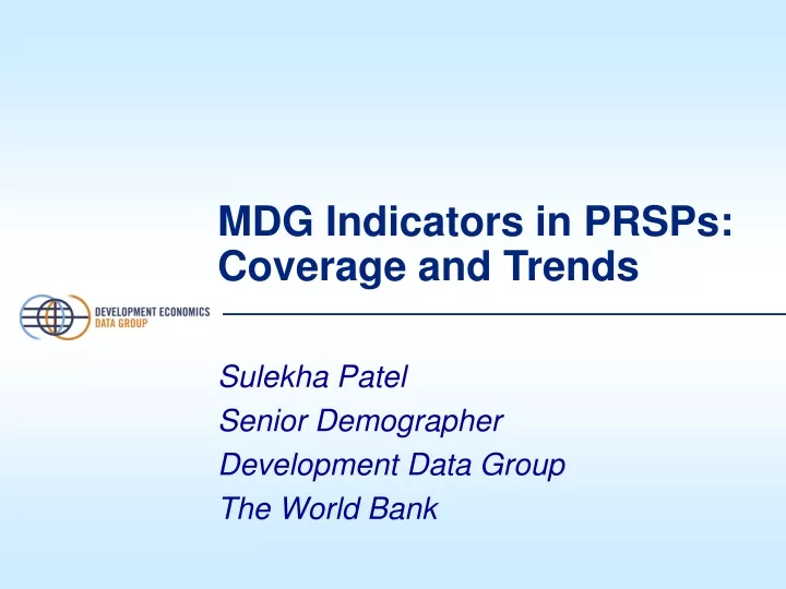 mdg indicators in prsps coverage and trends