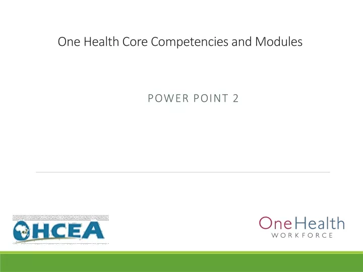 one health core competencies and modules