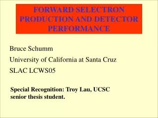FORWARD SELECTRON PRODUCTION AND DETECTOR PERFORMANCE
