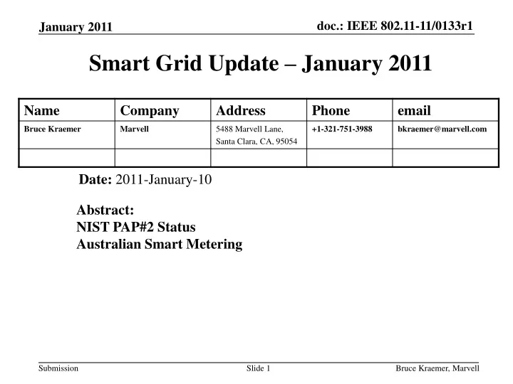 smart grid update january 2011