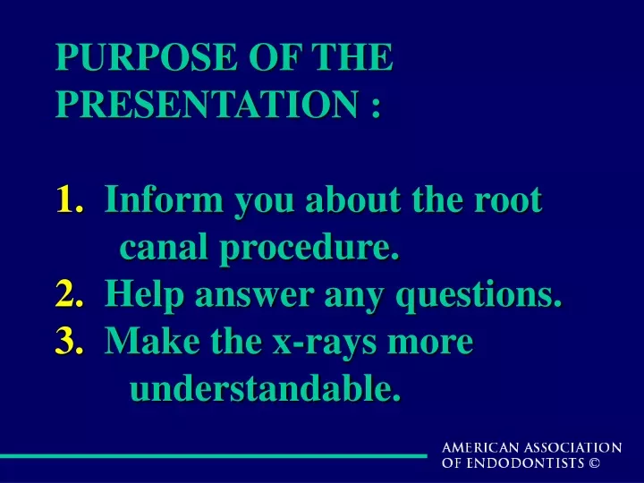 purpose of the presentation 1 inform you about
