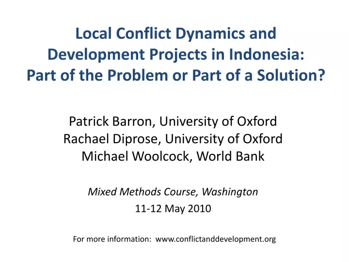 local conflict dynamics and development projects