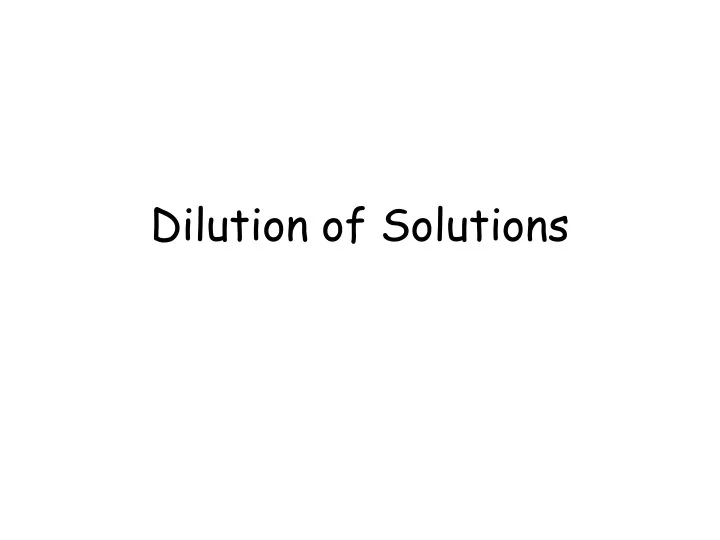 dilution of solutions