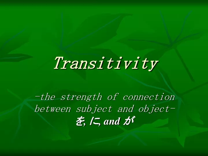 transitivity