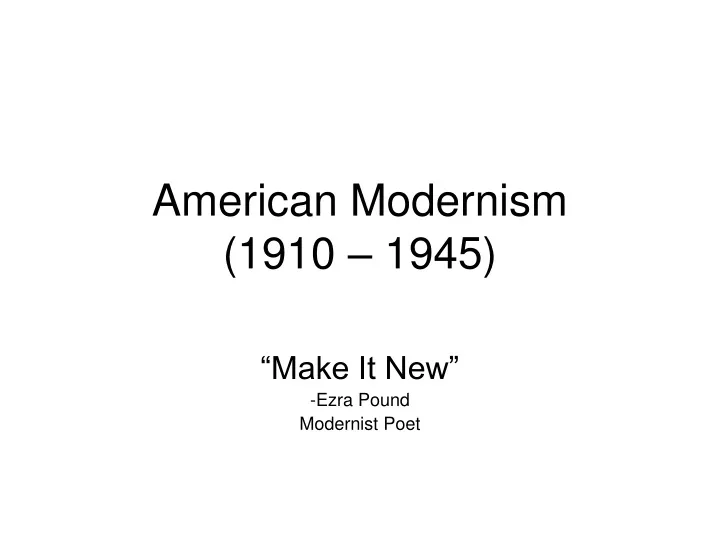 Modernism: Representations of National Culture - The good soldier