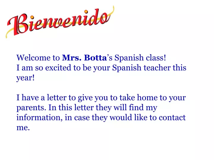welcome to mrs botta s spanish class