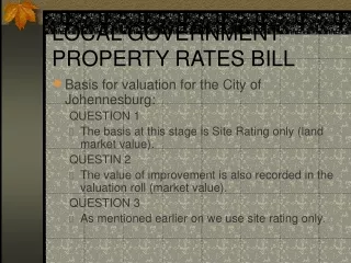 LOCAL GOVERNMENT PROPERTY RATES BILL