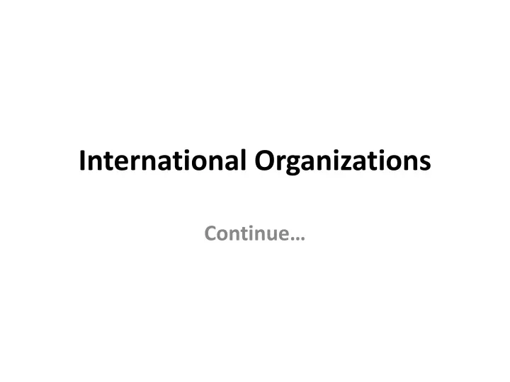 international organizations