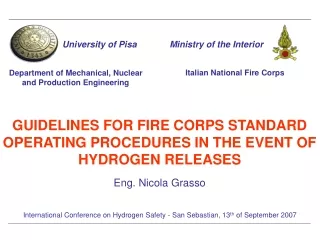 GUIDELINES FOR FIRE CORPS STANDARD OPERATING PROCEDURES IN THE EVENT OF HYDROGEN RELEASES