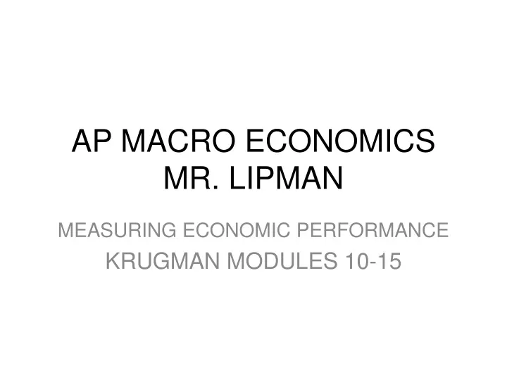 ap macro economics mr lipman