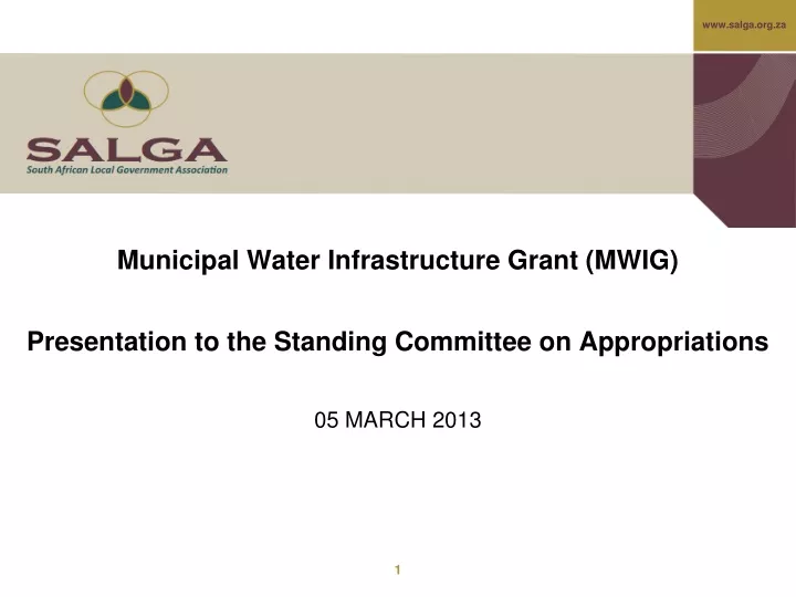 municipal water infrastructure grant mwig