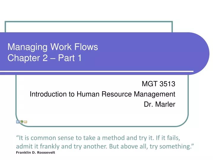 managing work flows chapter 2 part 1