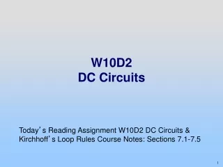W10D2 DC Circuits