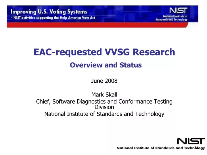 eac requested vvsg research overview and status