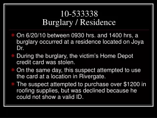 10-533338 Burglary / Residence