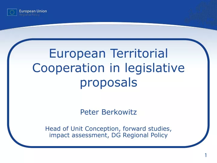 european territorial cooperation in legislative proposals