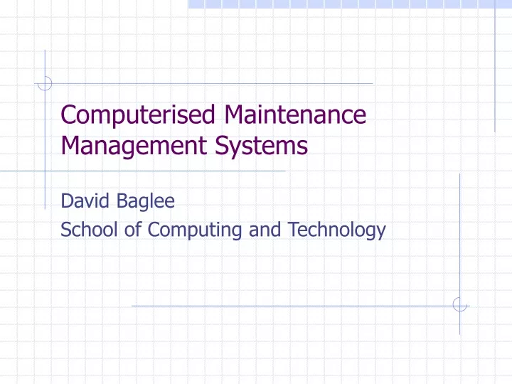 computerised maintenance management systems