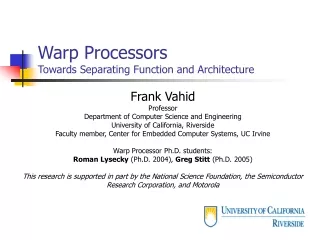 Warp Processors Towards Separating Function and Architecture