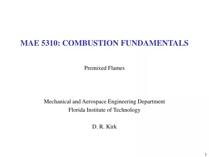 mae 5310 combustion fundamentals