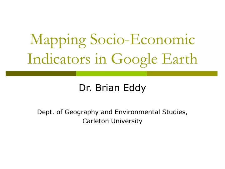 mapping socio economic indicators in google earth