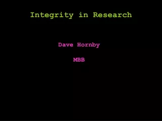 Integrity in Research