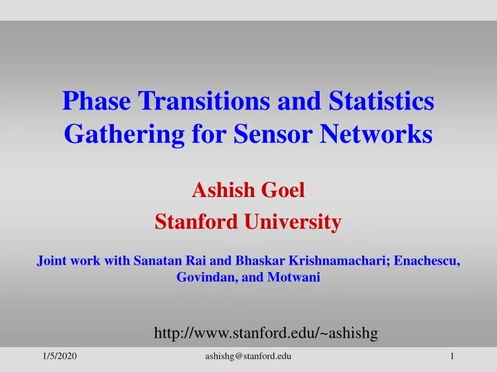 phase transitions and statistics gathering