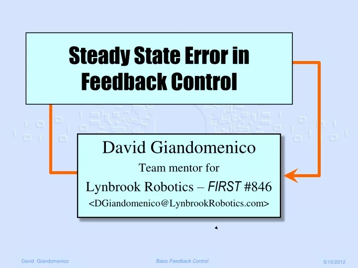 steady state error in feedback control