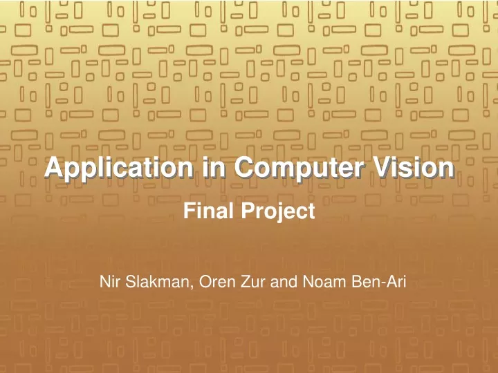 application in computer vision
