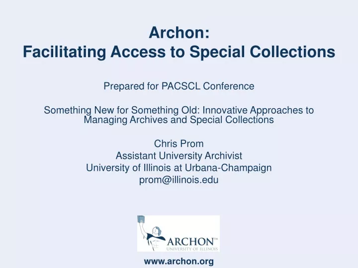 archon facilitating access to special collections