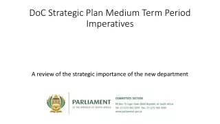 DoC Strategic Plan Medium Term Period Imperatives