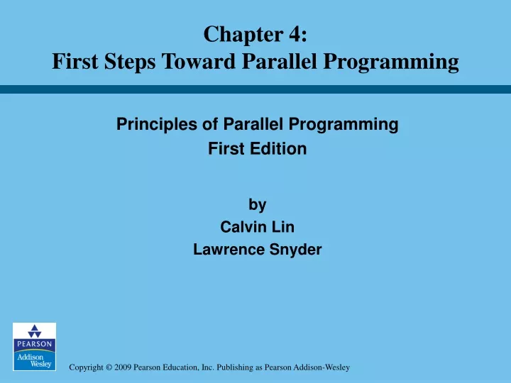 chapter 4 first steps toward parallel programming