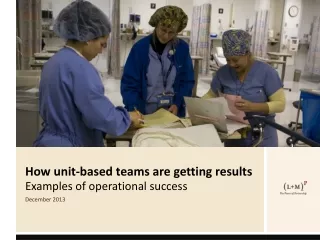 How unit-based teams are getting results  Examples of operational success December 2013