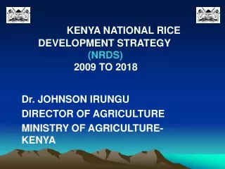 KENYA NATIONAL RICE                                DEVELOPMENT STRATEGY (NRDS)